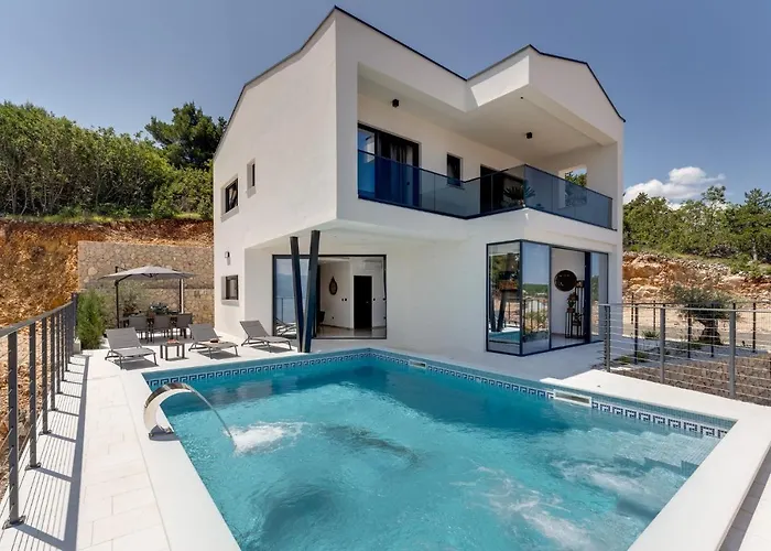 Vila Luxury Verbenico Hills- Amazing Sea View, Pool With Whirpool And Waterfall, Beach, In Famous Wine Region - Your With Style Vrbnik (Primorje-Gorski Kotar)